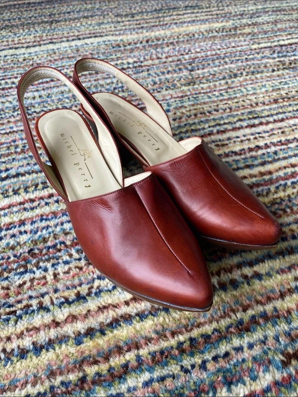 Women’s Leather Slingback Platform Heel in Rustic Red